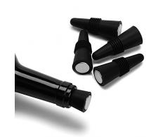 OHMAXHO Wein Pfropfen (Set von 5), Silikon Stopper Wein Flasche Stopper und Getränk, Flasche, Schwarz