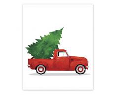 AtoZStudio Classic Car Wall Art - Set von 5 Drucken // Spielzimmerdeko // Kinderzimmer Poster // Transport Auto Kinderzimmer // Geburtstag Party Dekoration // Vintage Antik 8x10 Christmas Truck