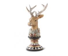 K&K Interiors 53056A Hirschkopf auf Sockel, Kunstharz, 33 cm, Braun
