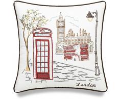 decorhouzz Kissen State/City Map Kissenbezüge Bestickt Kissenbezug Geburtstag Geschenk Geschenk zum Jahrestag Graduation Geschenk New Home Geschenk 45,7 x 45,7 cm, baumwolle, london, 45,7 x 45,7 cm