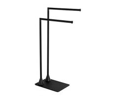 WENKO Handtuchständer Hella, Handtuchhalter freistehend, Kleiderständer, Stahl, matt-schwarz, 43,5 x 78,5 x 20 cm