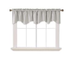 deconovo Solid Farbe Rod Pocket Verdunklungsvorhänge kurz Vorhänge gewelltem Querbehang, Polyester-Mischgewebe, Greyish White-4pcs, 52x18 Inch