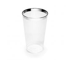 Occasions 100 Stück 12 Unzen Silber Rimmed Hochzeit Einweg-Plastikbecher Cups (12 Unzen Tumbler, klar mit Silberrand, 100 Stück)