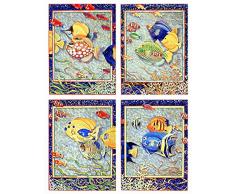 Impact Posters Gallery Tropical Exotic Ocean Fisch Badezimmer Zwei Set 8 x 10 Bild Wand Decor Art Print Poster