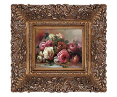 overstockArt Ölgemälde verworfen Rosen mit Burgeon Gold Rahmen von Renoir, Bio-Muster Fassade mit Gold-Finish
