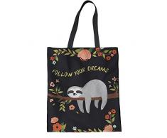 Allcute Canvas Geschenktasche für Geburtstag, Muttertag, Urlaub, Weihnachten, Party Tote Bag für Hochzeit, Einkaufstasche Faultier 2