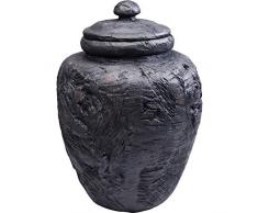 Kare Design Deko Gefäß Elemento Schwarz, Ovale Aufbewahrungs Box in der Farbe Schwarz, Zeitloses Aufbewahrungsgefäß mit Deckel, 60cm (H/B/T) 60 43 43