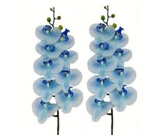 Orchideen-Stielele, künstliche Blumen, Phalaenopsis, Orchidee, für Tischdekoration, Zuhause, Küche, Hochzeit, Party, Dekoration, 2 Stück hellblau