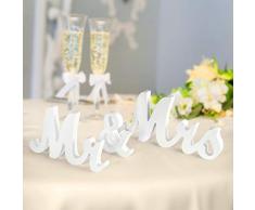 Idealhouse Holzschild Mr and Mrs, Exquisite Mr & Mrs, ideal für Hochzeiten, Tischdekorationen, Foto-Requisiten, Partytisch, Top Dinner, rustikale Hochzeitsdekoration und mehr, Weiß