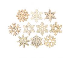 Tinksky 100 gemischte Holz Schneeflocke Formen Einbauöffnungen Craft Verzierung Geschenkanhänger Holz Ornament für – 1 Weihnachten Home DIY