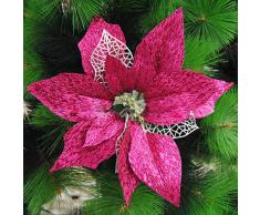 Worldoor Weihnachtsbaumschmuck, Weihnachtsstern, glitzernd, 12 Stück violett