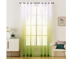 LoyoLady, Schattenverlauf, Voile-Gardinen, Gardinen für Fenster Country Rustic 52 W x 96 L - 2 Panels Mint-Gradation-Grommet Top