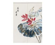 BAIHT HOME Noren Japanische Vorhänge Baumwolle Leinen Türvorhang Tapisserie Vorhang Lotus Design Blume Tür Vorhang, Baumwoll-Leinen, Lotus 9 (ohne Stange), 29.5 Wx59.1 L