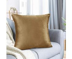 Nestl Bedding Überwurfkissenbezug, weich, quadratisch, dekorativ, Samt, Kissenbezug für Sofa, Couch, Schlafzimmer, S Modern 1 - 22x22 Mokka Hellbraun
