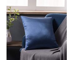 Tim & Tina Kissenbezüge aus Kunstseide, quadratisch, mit Reißverschluss, Satin, dekorative Reisekissen 18x18 Dazzling Blue