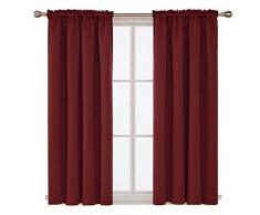 Deconovo Verdunkelungsvorhang, einfarbig, 132,2 cm, Polyester-Mischgewebe, Purpurrot, 52W x 54L Inch