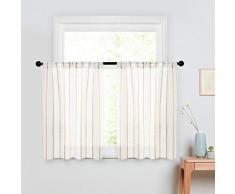 MRTREES Streifenvorhänge für Küche und Badezimmer, Café, Vorhänge für Wohnzimmer, Schlafzimmer, Fenster, Fenster, 100% Polyester, Ivory Stripe, W30×L24