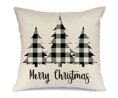 AENEY Weihnachts-Kissenbezug, 45,7 x 45,7 cm, Weihnachts-Kissen für Zuhause, Dekoration, Bauernhaus, Weihnachtsdekoration, Büffelkaro, Karo, Weihnachtsdekoration, dekorativer Kissenbezug, Polyester-Mischgewebe, Schwarzer Büffel, 45,7 x 45,7 cm
