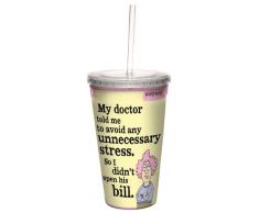 Tree-Free Greetings cc33857 komisch Aunty Acid doppelwandige Cool Tasse mit wiederverwendbarer Strohhalm, unnötigen Stress, 473 ml