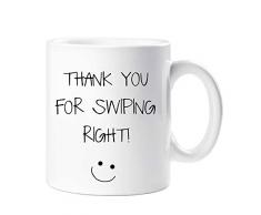 60 Second Makeover Limited 60SECMUG792 Tasse mit Aufschrift „Thank You For Swiping Right“, für Freund, Ehemann, Freundin, Ehefrau, Valentinstag, Geburtstag, Weihnachten, keramik, weiß