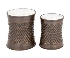 Benzara Erstaunlich Metall Marmor Accent Tisch (Set von 2)