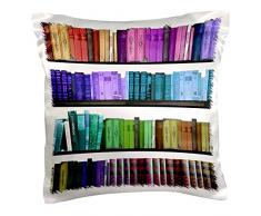 3dRose PC 112957 _ 1 Colorful Bücherregal Books-Rainbow Bookshelves-Reading Buch Geek Bibliothek Nerd-Librarian Author-Pillow Fall, 16 von 40,6 cm