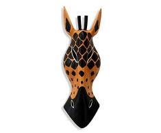 G6 Collection Wandschild aus Holz, Tribal, Zebra-Maske in Orange / Schwarz, handgeschnitzt, zum Aufhängen, Dekoration, einzigartige Skulptur, Dekoration, handgefertigt, dekorative Maske 20 Tall schwarz