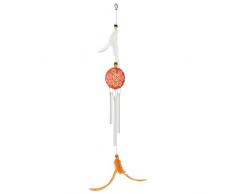 Laroom 14054 Wind Windspiel Metall mit Federn orange 45 cm, orange, weiß