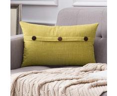 MIULEE Dekorative Lendenwirbel-Kissenbezüge, Landhaus-Stil, Leinen, Kissenbezüge, Vintage-Dekor, Beige für Couch Sofa Schlafzimmer Auto 1 Piece, 12x20 Three Button-Light Yellow