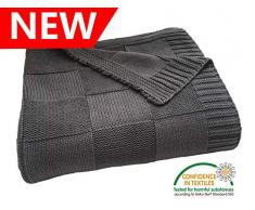 KyraHome Vorgewaschene Überwurfdecke aus 100 % Baumwolle für Erwachsene, Kinder, Stühle, Pflanzengefärbtes Garn, super weich, gemütlich, warm, für den täglichen Gebrauch, für alle Jahreszeiten, Öko-Tex zertifiziert 50”X60” anthrazit