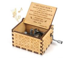 Spieluhr, Handkurbel, graviert, mit Spieluhr, Antik-Vintage-Stil, personalisierbares Geschenk für Tochter Kinder Son to Mom