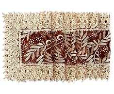 Simhomsen Burgunderrot Spitze Tischläufer & Kommode Schal bestickt Beige Leaf, Polyester-Mischgewebe, burgunderfarben, 6 PCS Rectangle12*18 Inch Placemat