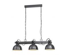 EGLO Pendellampe Lubenham, 3 flammige Vintage Pendelleuchte im Industrial Design, Retro Hängelampe aus Stahl, Fassung: E27, nickel matt, creme