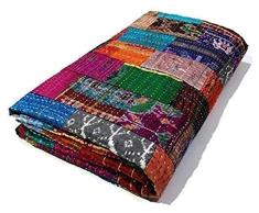 Jaipurtextilehub Tagesdecke aus Seide, Patchwork Patola, handgefertigt