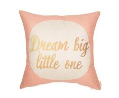 fjfz Happy Girls Are The Prettiest Mädchen Motivational Schild inspirierendes Zitat Baumwolle/Leinen Home dekorativer Überwurf-Kissenbezug Sofa Couch, Blush Pink und Gold, 45,7 x 45,7 cm, baumwolle, Dream Big Little One, 45,7 x 45,7 cm