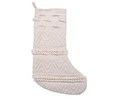 Creative Co-op Weihnachtsstrumpf, Baumwollmischung, gewebt, cremefarben