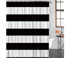 Anzona Classic Schwarz und Weiß horizontale Streifen Vorhänge Dusche Wasserdicht Schimmelresistent Stoff Badezimmer Vorhänge 66 x 72 Schwarz/Weiß