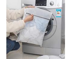 Bezport Extra großer Wäschesack aus Netzstoff, strapazierfähig und wiederverwendbar, Reisetasche für Kleidung, Jeans, Badetuch 2Pcs（24 * 24 weiß