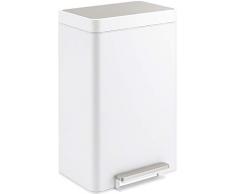 Kohler K-20940-STW Tret-Abfalleimer, 13 Liter Doppelbeschichtung Dual Liner Weiß mit Edelstahl