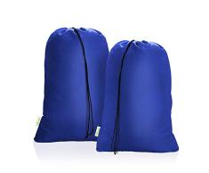 OTraki Großer Wäschesack aus Nylon, 2 Stück, Kordelzugverschluss, reißfeste Aufbewahrungstaschen für Reisen, Camping, Zuhause, Schlafsaal, 3 Ladungen von Kleidung 2 Pack (28 x 45 incn, Blue) blau