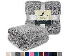 Pavillia Überwurfdecke aus Plüsch Sherpa für Couch Sofa, flauschiger Microfaser Fleece Überwurf, weich, flauschig, gemütlich, leicht, solide Decke 60 x 80 Inches Grau meliert