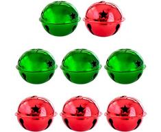 llxieym 8 Stück Jingle Bells Weihnachtsglocken Weihnachtsglocken 6 cm Basteln Glocken Ornament für Weihnachten DIY Dekoration rot/grün