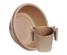 YBM HOME Ba154-1148set Waschbecher und rundes Waschbecken Netilat Yadayim, Negel Vasser beige