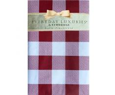 Newbridge Cottage Gingham Buffalo Check Tischdecke aus Vinyl mit Flanellrückseite, rustikal, kariert, für Innen- und Außenbereich, Vinyl, Picknick, Grill- und Esstischdecke – für Terrasse und Küche Country Rustic 70 Round rot