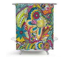 QCWN Mandala Ethnic Decor Duschvorhang Retro geometrische runde Muster Floral Print Design Badezimmer Set mit Haken 59x70 11