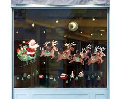 decalmile Weihnachten Fenster Wandtattoo Weihnachtsbaum und Rentiere Kinderzimmer Wandsticker Fensteraufkleber Weihnachtsdekoration
