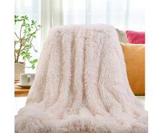 SatisInside 2019 USA Luxuriöse Plüsch-Überwurf, Bettdecken, extra weich, gemütlich, warm, flauschig und bequem, für Bett Couch Kinder, 127 x 152 cm, Fleece, elfenbeinweiß, 50x62