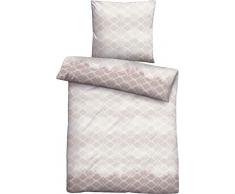 biberna 0003415 Feinbiber Bettwäsche Garnitur mit Kopfkissenbezug (Baumwolle) 1x 155x200 cm + 1x 80x80 cm, nugat