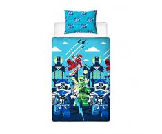 LEGO Ninjago Lightning-Bettbezug für Einzelbett, mit Allen Ihren Lieblings-Ninjas, offizielles Lizenzprodukt, wendbar, zweiseitiges Design, blau, Single Duvet