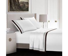 Casabolaj Shading Hotel Collection Bettlaken-Set, 4-teilig, 100 % ägyptischer Baumwollsatin, Fadenzahl 400, luxuriös, modernes Bettwäsche-Set für King-Size-Bett – Bordüre in Kontrastfarbe Silber/Grau Queen Fiarady